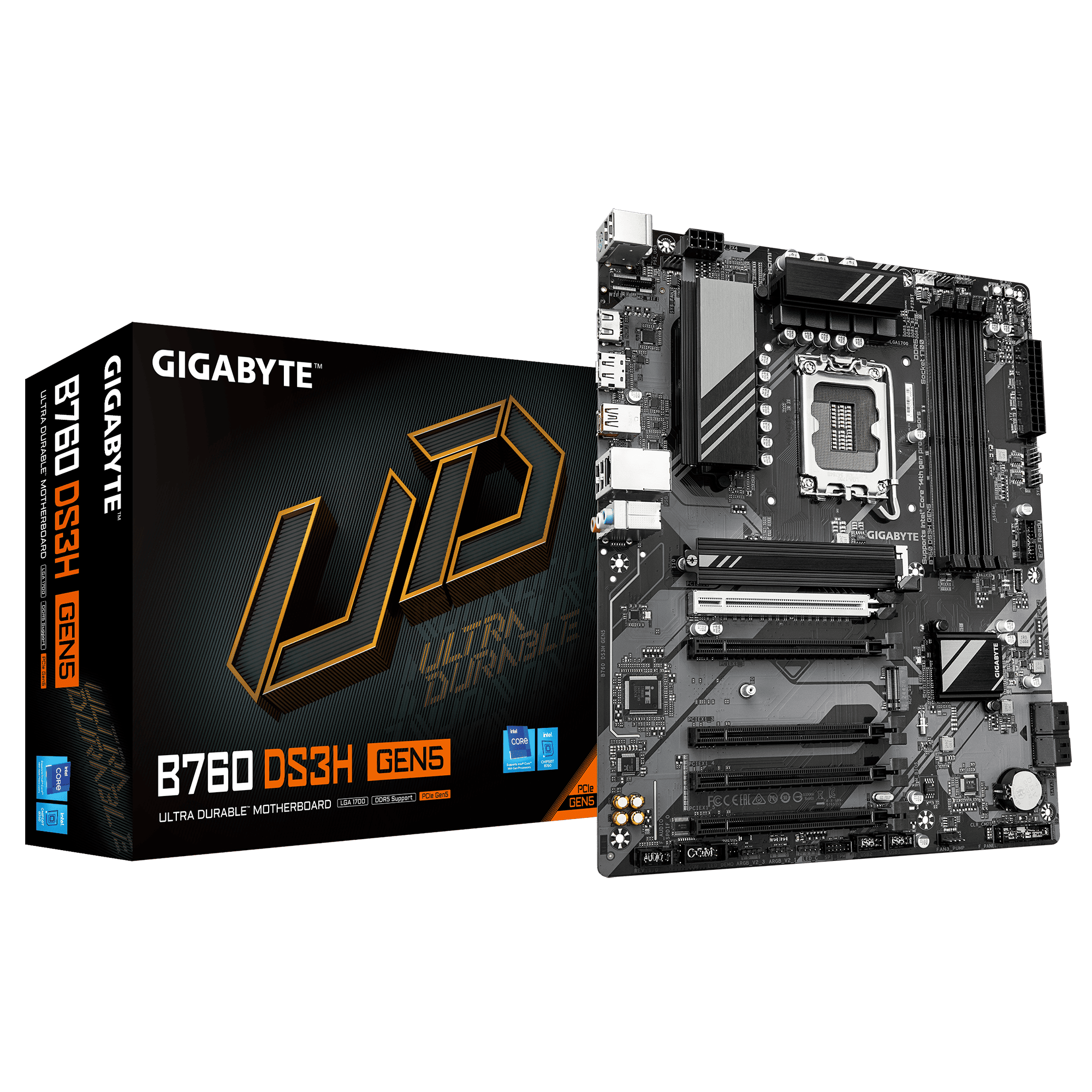 לוח אם אינטל Gigabyte B760 DS3H DDR5 Gen5 ATX DP HDMI LGA1700